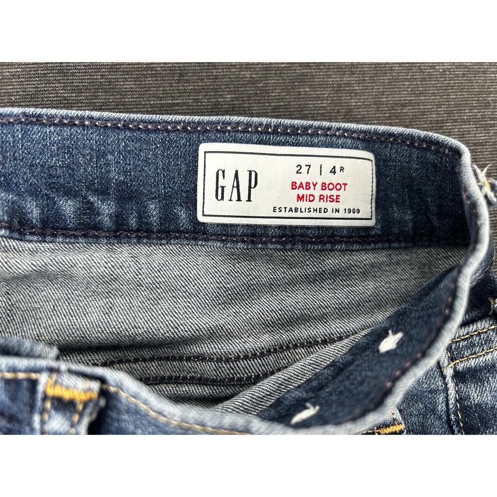 GAP Mid Rise Baby Boot Jean Size 27/4R Light Wash Front Flap Pockets - Picture 3 of 4